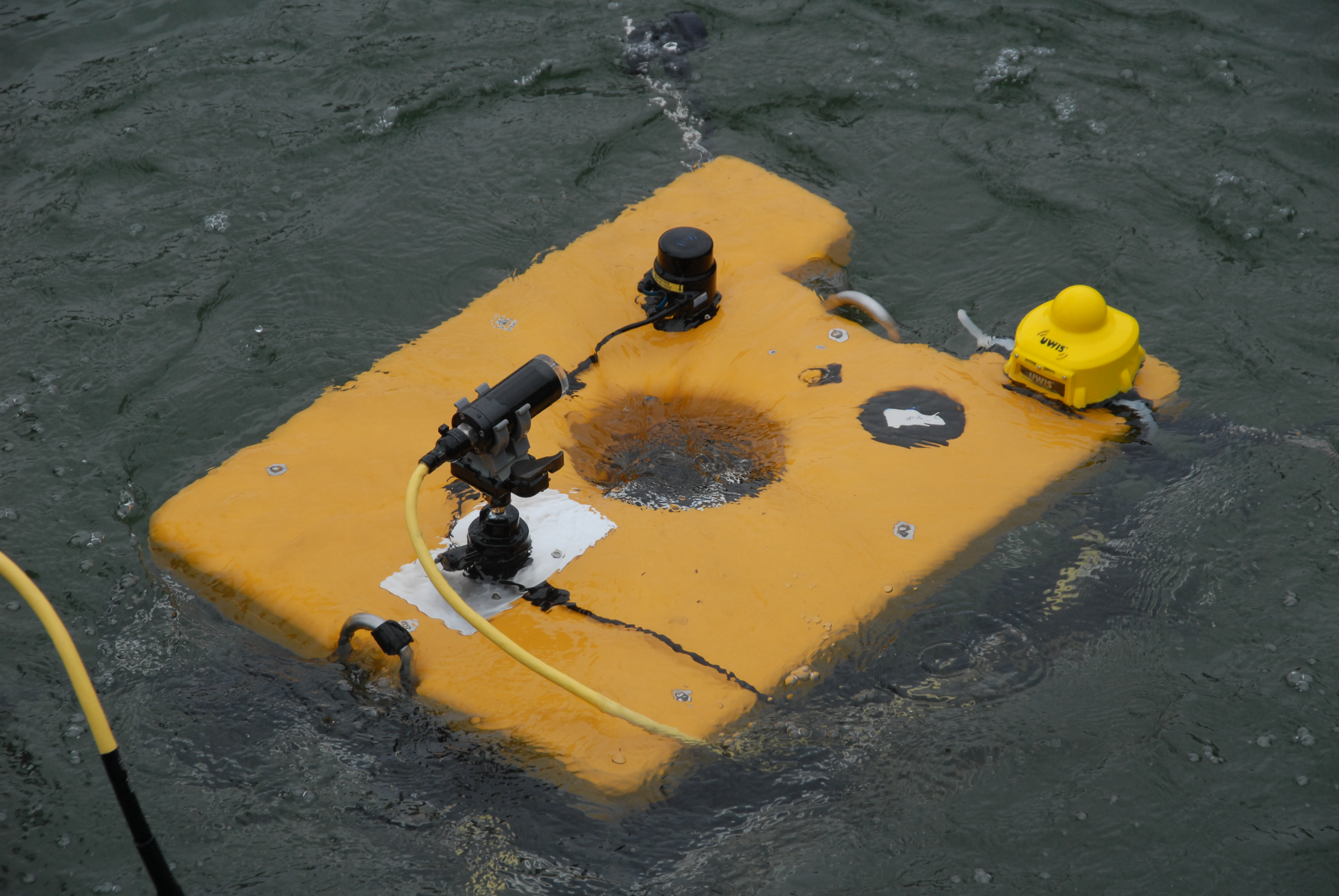 ROV at the surface with a UWIS Diver Unit mounted on it