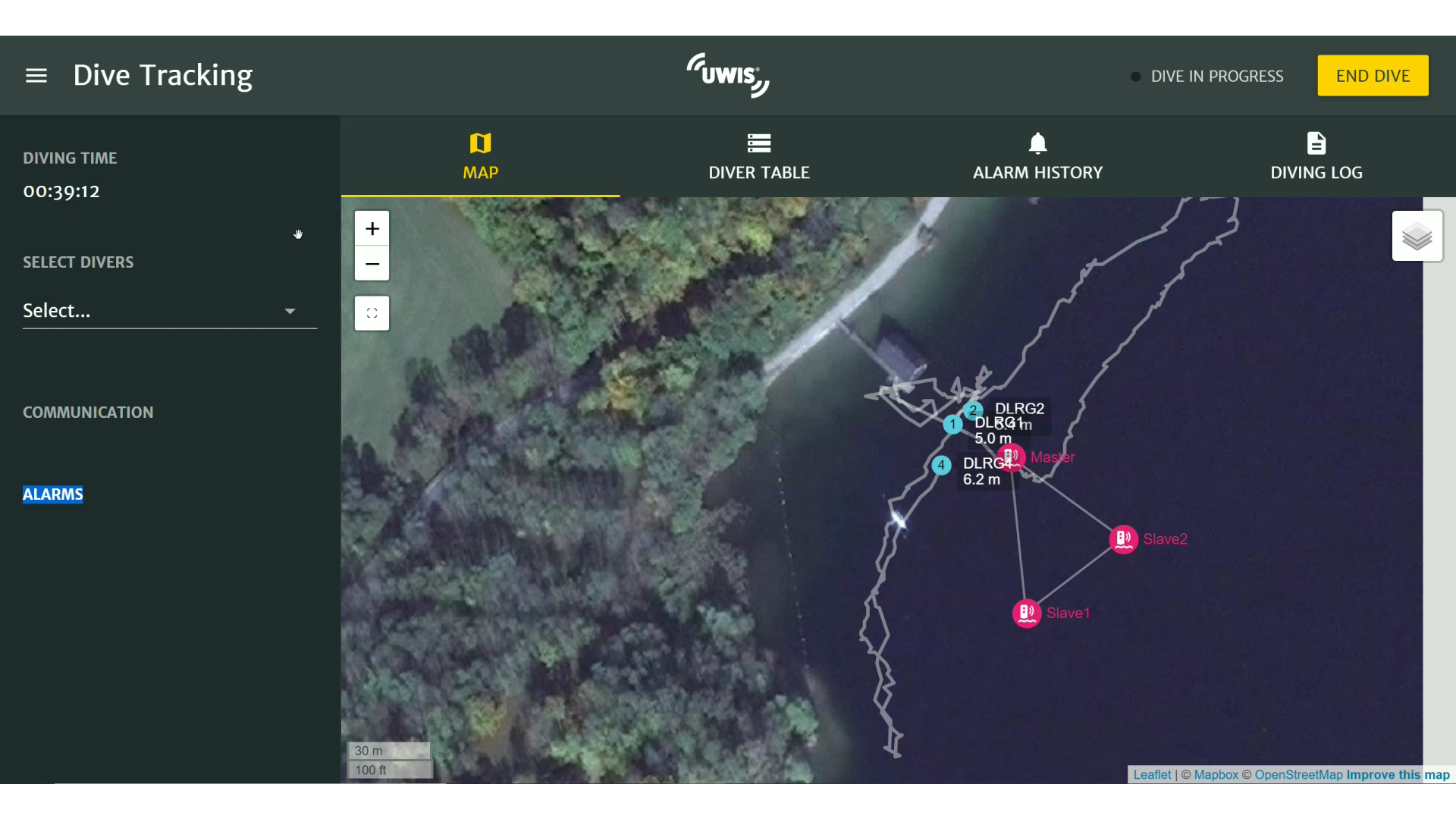 UWIS tracking view during the ROV trials